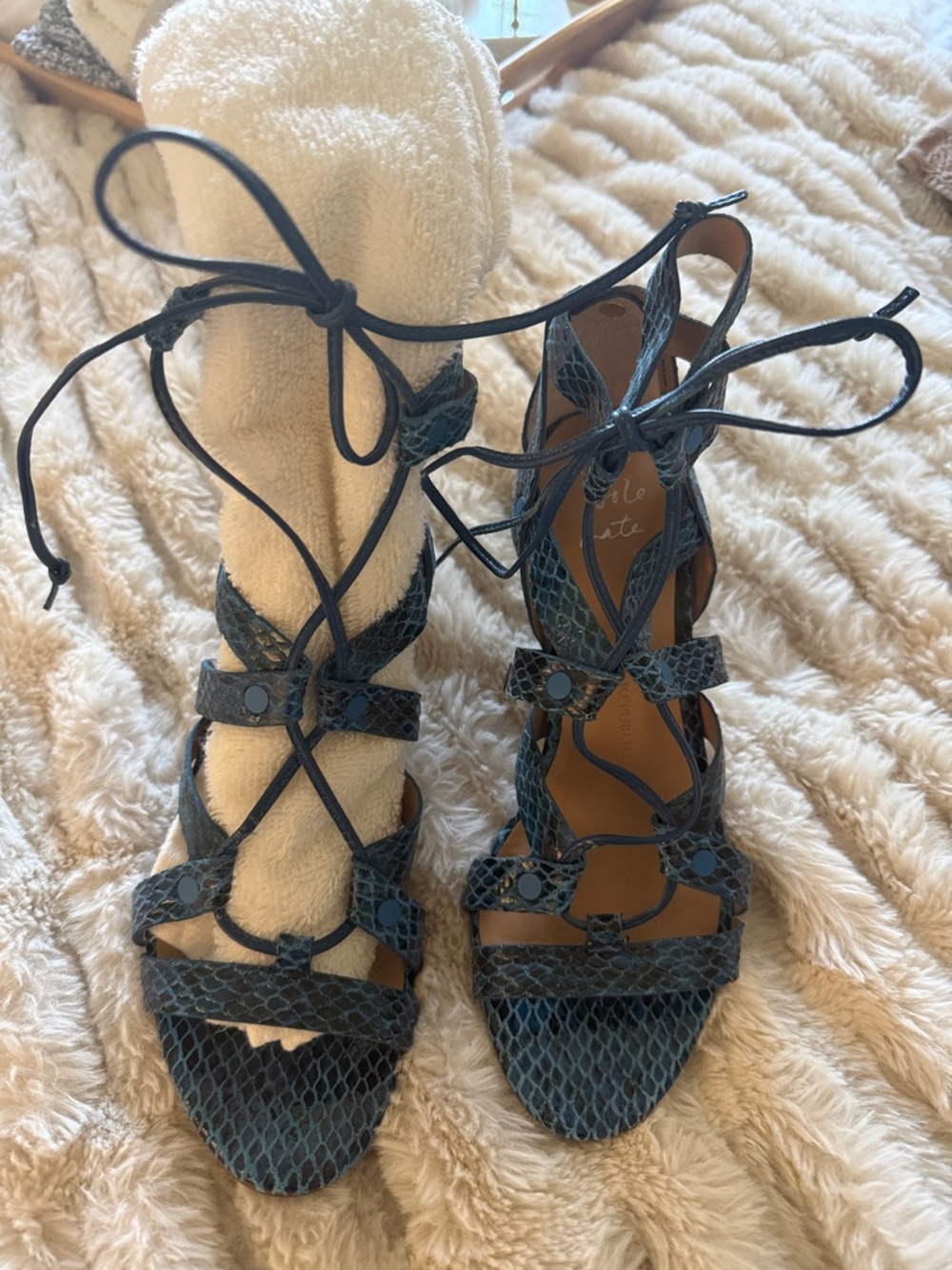 Banana Republic Lace-Up Snake-Embossed Heeled Sandals